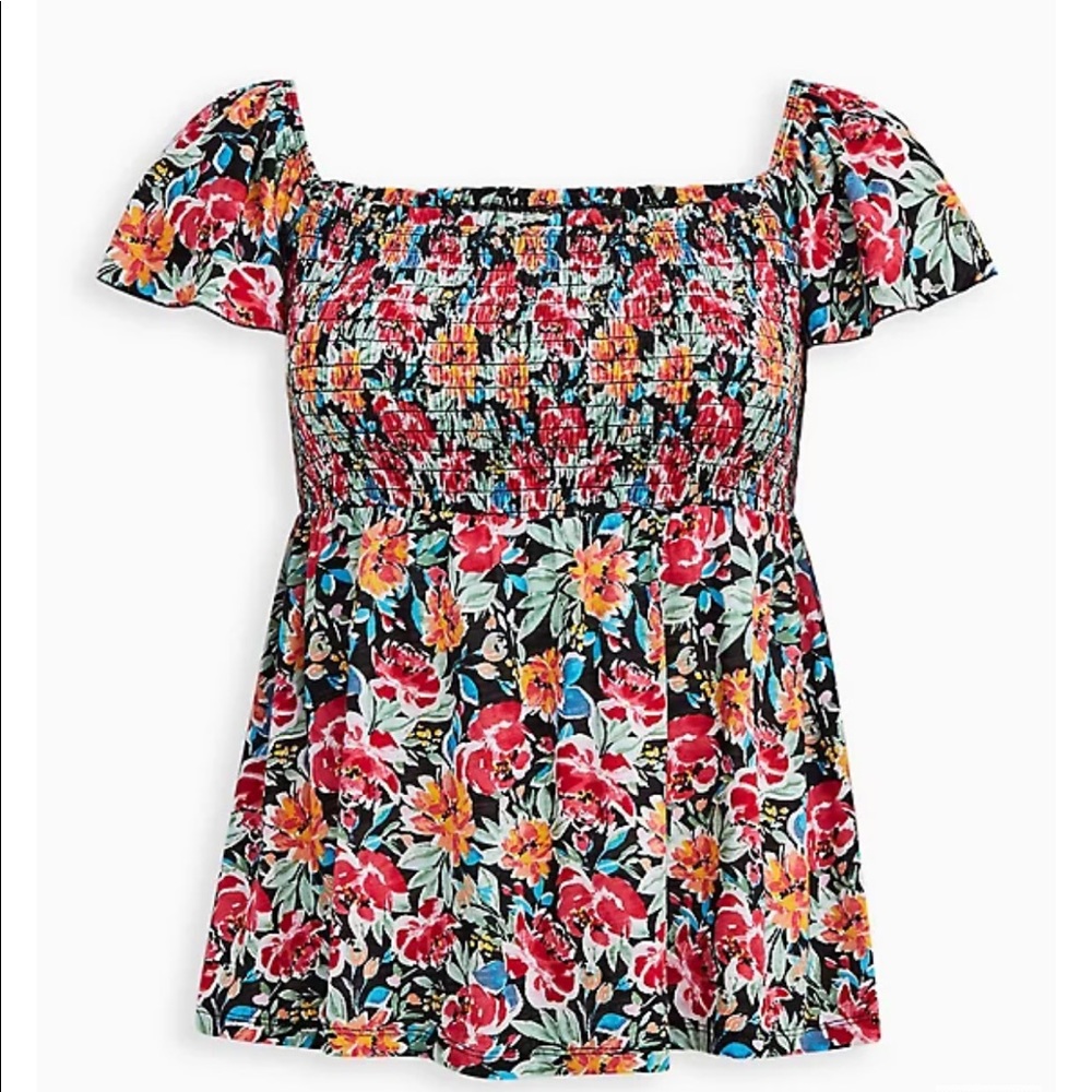 Black Smocked Babydoll Top - Picture 2 of 7